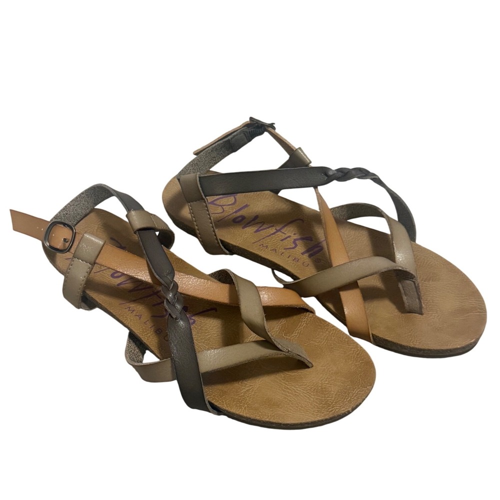 Blowfish Malibu Strappy Sandals Women's Size 6 | Braided Thong Flats | Pre-Owned